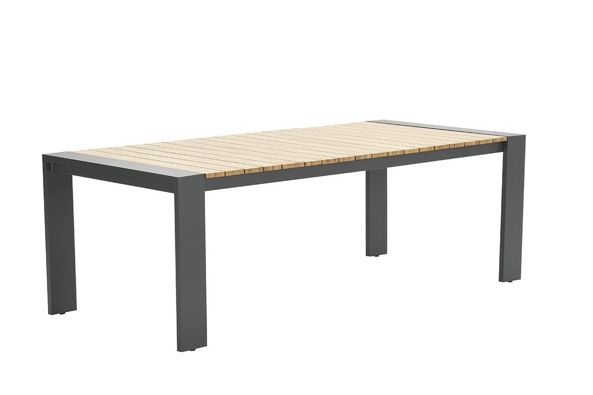 GARDEN Impressions Francisco Dining Tisch 200x100 - carbon black/Teak Look