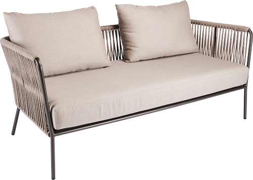 Stern Marla Lounge-Sofa 2-Sitzer Aluminium/Kordel/Polyacryl anthrazit/salt/graubraun