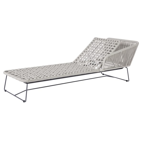 Diamond Garden Milos Daybed rechts/Light Grey/Rope-Hellgrau/Edelstahl