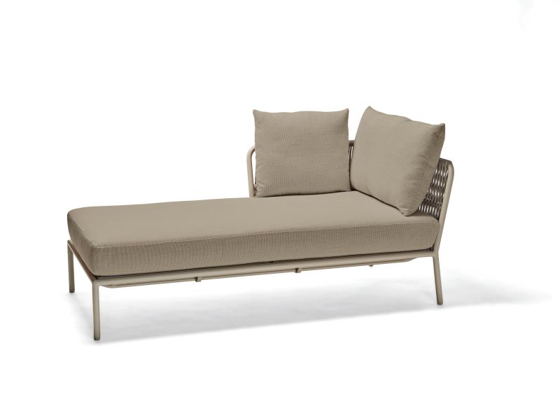 Stern Recamiere Romy Aluminium/Kordel greige Armlehne rechts Kissenset 100% Polyacryl Muskat