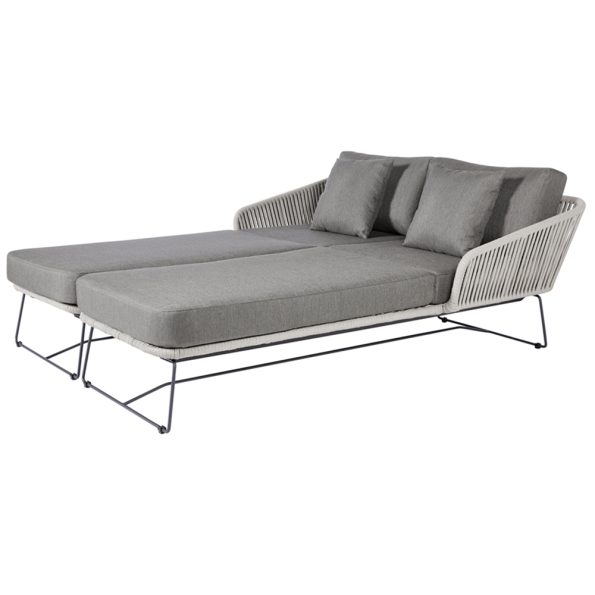 Diamond Garden Milos Daybed rechts/Light Grey/Rope-Hellgrau/Edelstahl