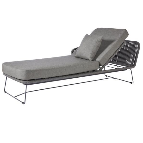Diamond Garden Milos Daybed links/Dark Grey/Rope-Dunkelgrau/Edelstahl