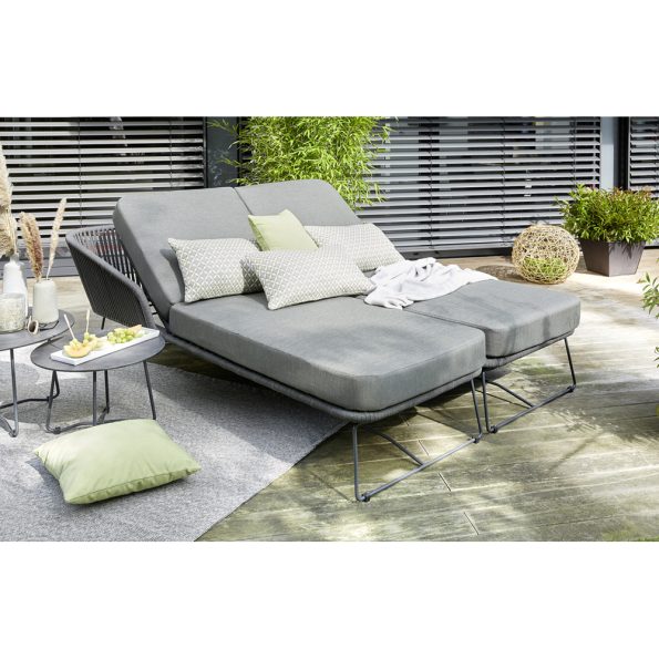 Diamond Garden Milos Daybed rechts/Dark Grey/Rope-Dunkelgrau/Edelstahl