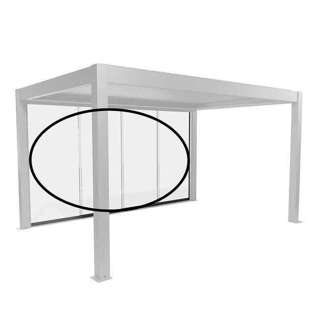 Biohort Pergola Glasschiebewand Klarglas weiss für 3 m Seite