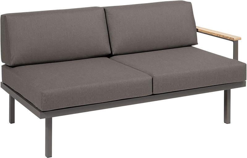Karasek Modul Sylt 150x84 Holzarmlehne links grau metallic D12 darktaupe