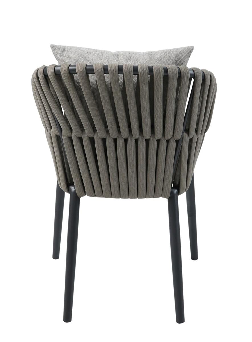 Armstuhl Nizza Aluminium/Textilschnüre anthrazit/taupe