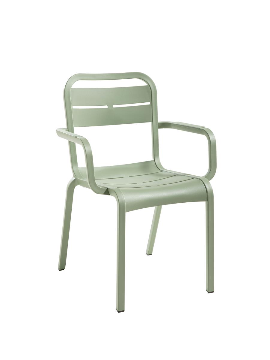 Grosfillex Stapelstuhl Cannes mit Armlehne Zartgrün Modell ALT