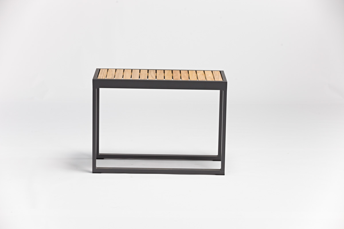 Garino Beistelltisch hoch 75 x 37 cm Nest Aluminium Teakholzplatte