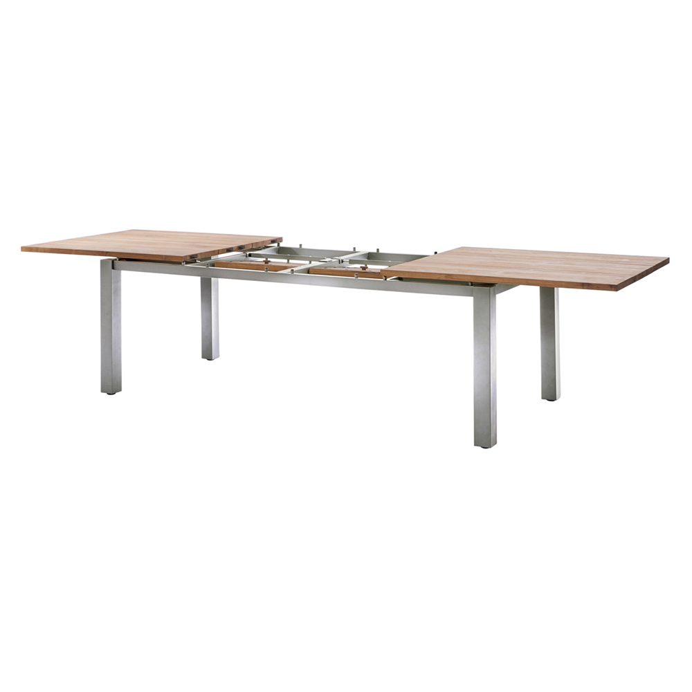 Diamond Garden Levanto Ausziehtisch 220–320×100 cm - 3 Planken / Edelstahl/Recycled Teak Natur