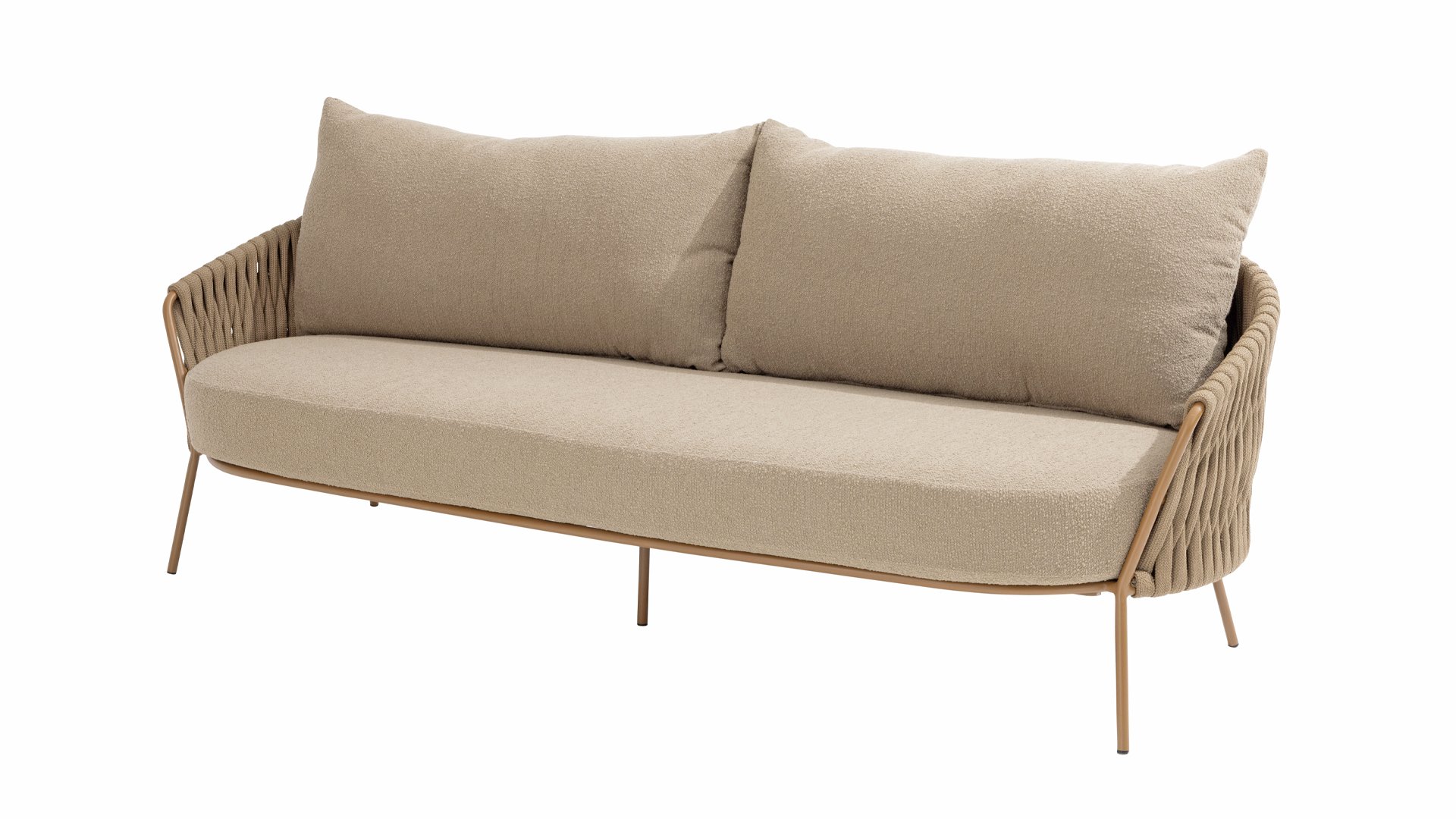 4 Seasons Outdoor Molina Sofa 3-Sitzer mit 3 Kissen Boucle Amber/Braun