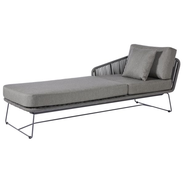 Diamond Garden Milos Daybed links/Dark Grey/Rope-Dunkelgrau/Edelstahl