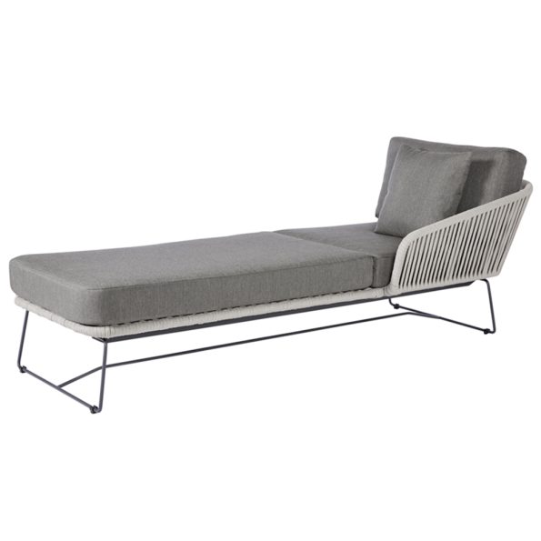 Diamond Garden Milos Daybed rechts/Light Grey/Rope-Hellgrau/Edelstahl