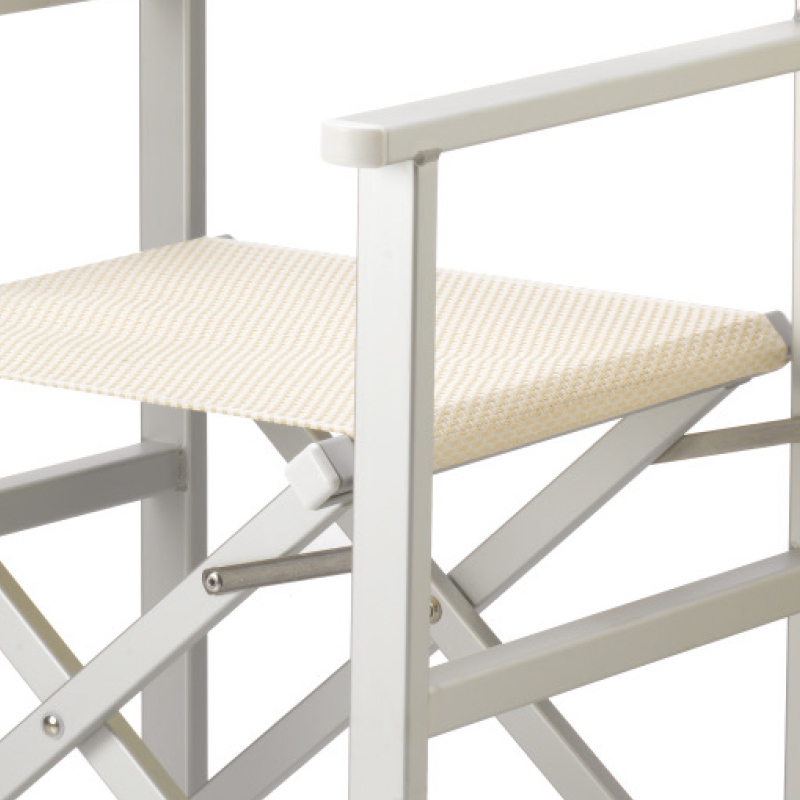 Ramberti Regiestuhl Rimini Original italienischer klappbar Stuhl Aluminium silber beige M020