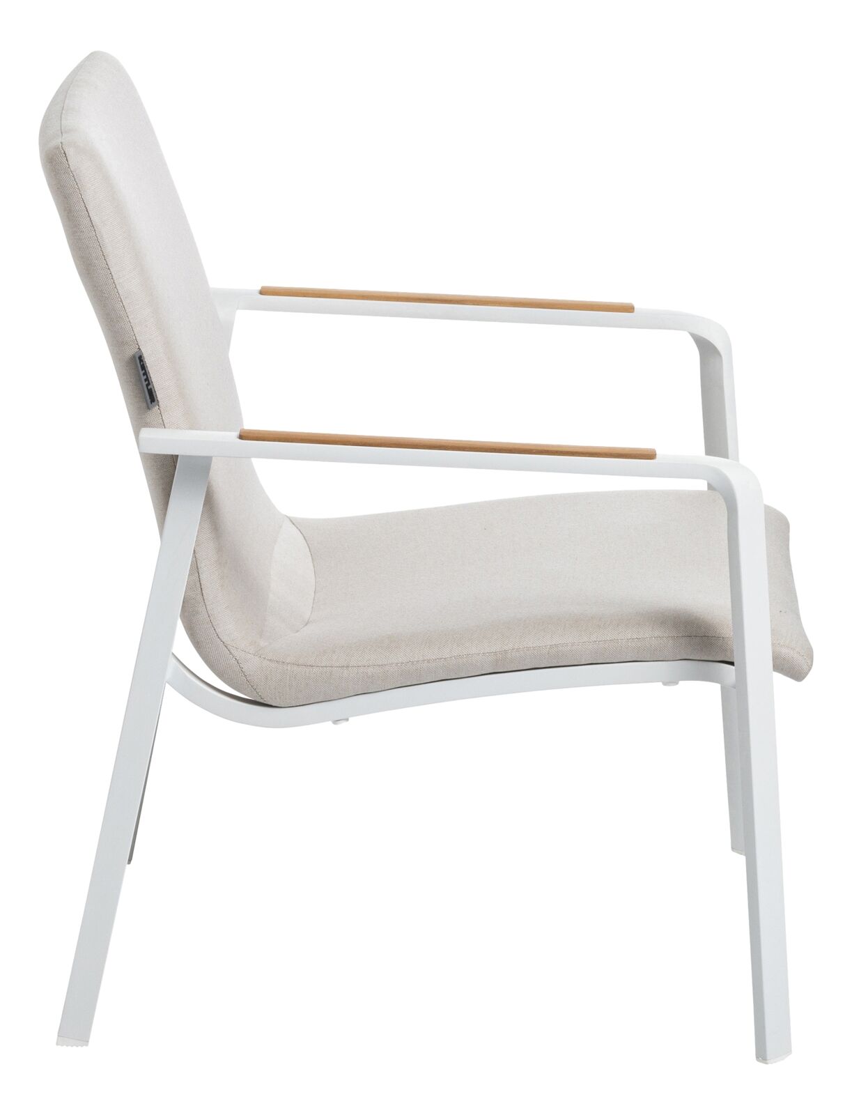 Kettler DIAMOND Loungesessel weiß matt/ natte Linen chalk/Teakholz