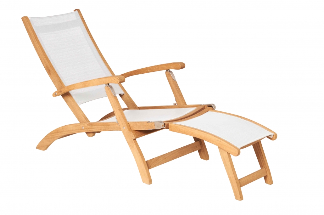 Traditional Teak Deckchair Kate weiß Teakholz