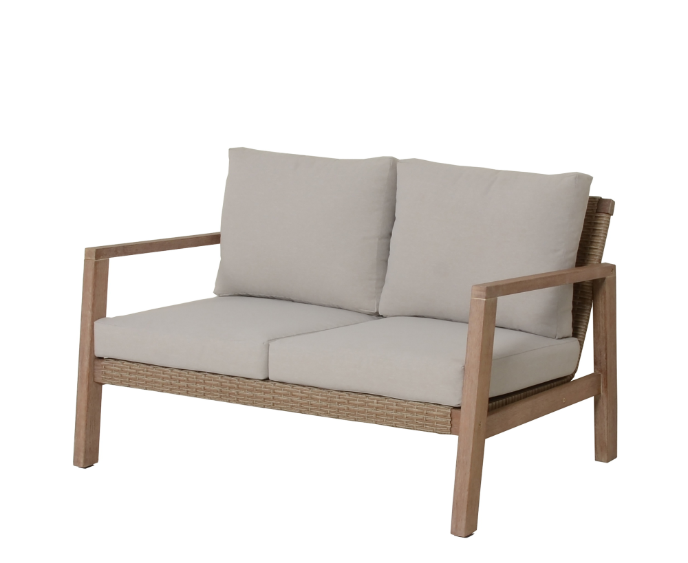 Lounge-Set Moria Kunststoffgeflecht/Eukalyptus 4-teilig