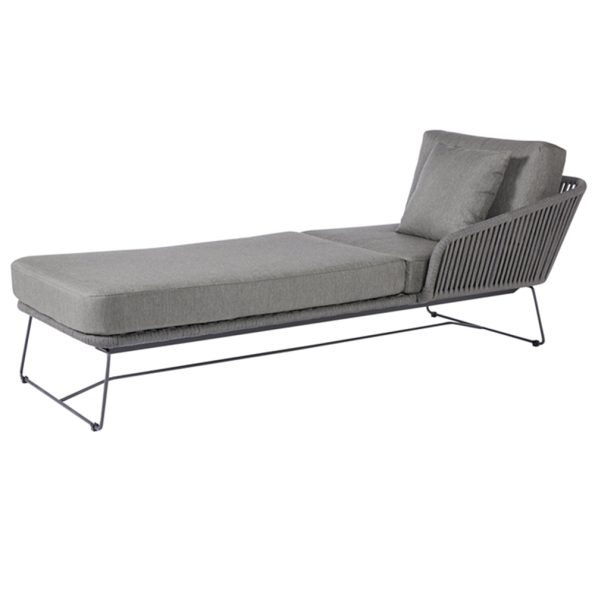 Diamond Garden Milos Daybed rechts/Dark Grey/Rope-Dunkelgrau/Edelstahl