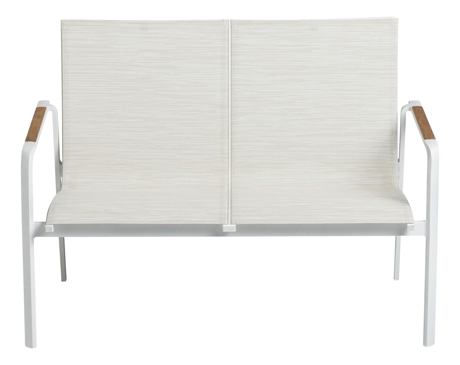 Kettler DIAMOND Lounge 2er Bank weiß matt / natte linen chalk Armlehne Teak
