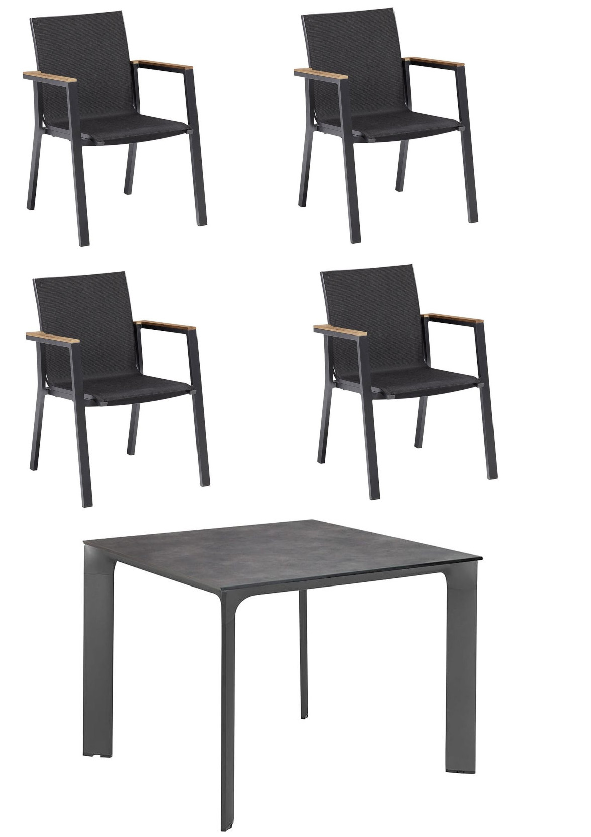 KETTLER RASMUS Tischset anthrazit mit Diamond Tisch 6-teilig