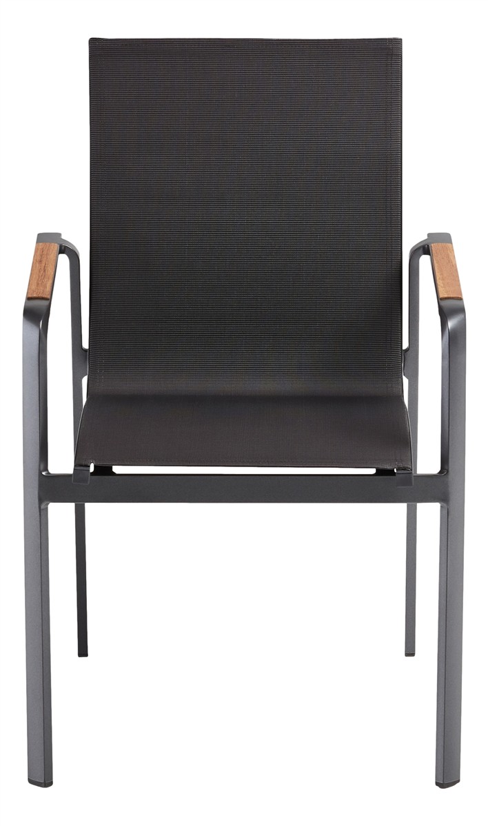 KETTLER DIAMOND Stapelsessel Textilene Teak Anthrazit/Charcoal