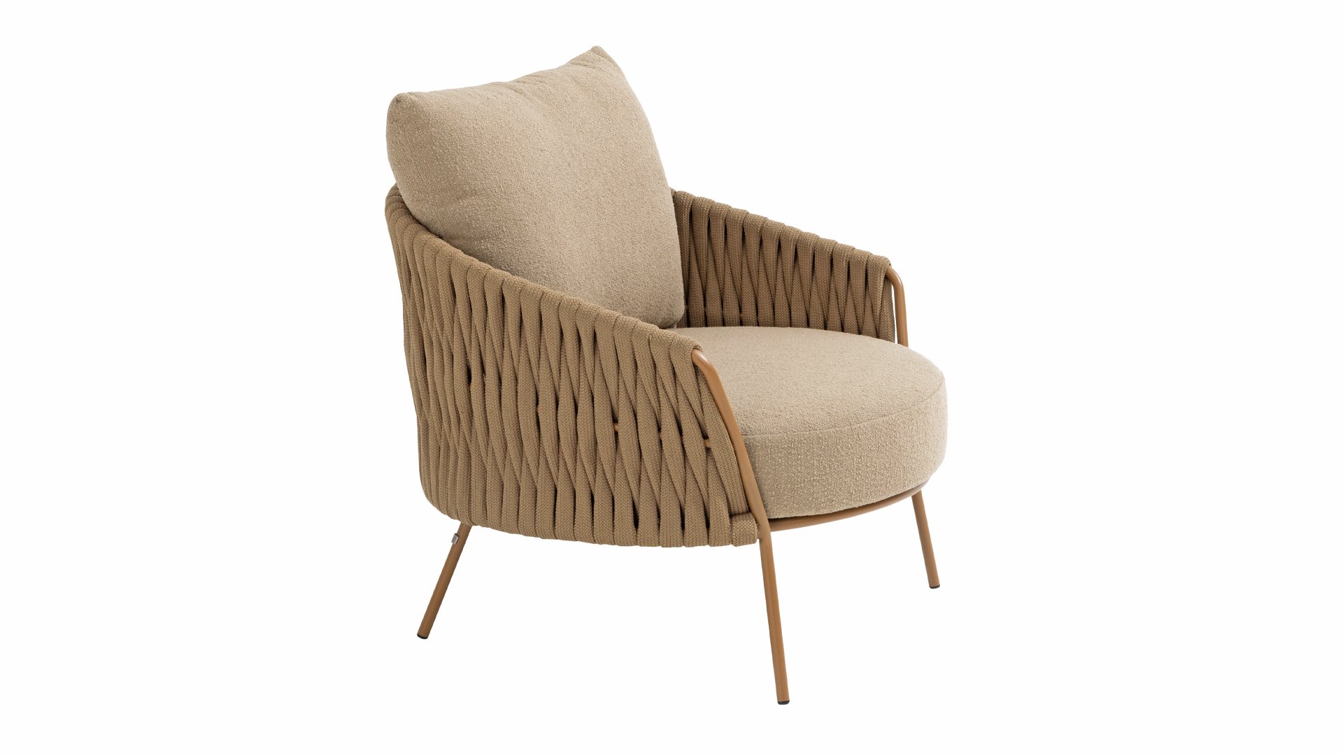 4 Seasons Outdoor Molina Lounge Sessel mit 2 Kissen Boucle Amber/Braun