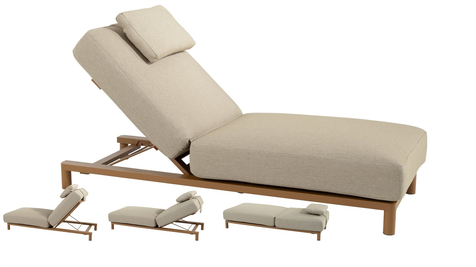 4Seasons Outdoor Sonnenliege mit Kissen Madeira Aluminium Amber/Taupe