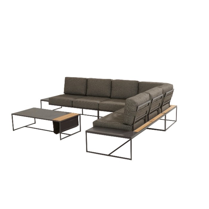 4 Seasons Outdoor Atlas Kaffetisch 122 x 62 x 35 cm. Keramik Marmor-Optik / Teak Einsatz