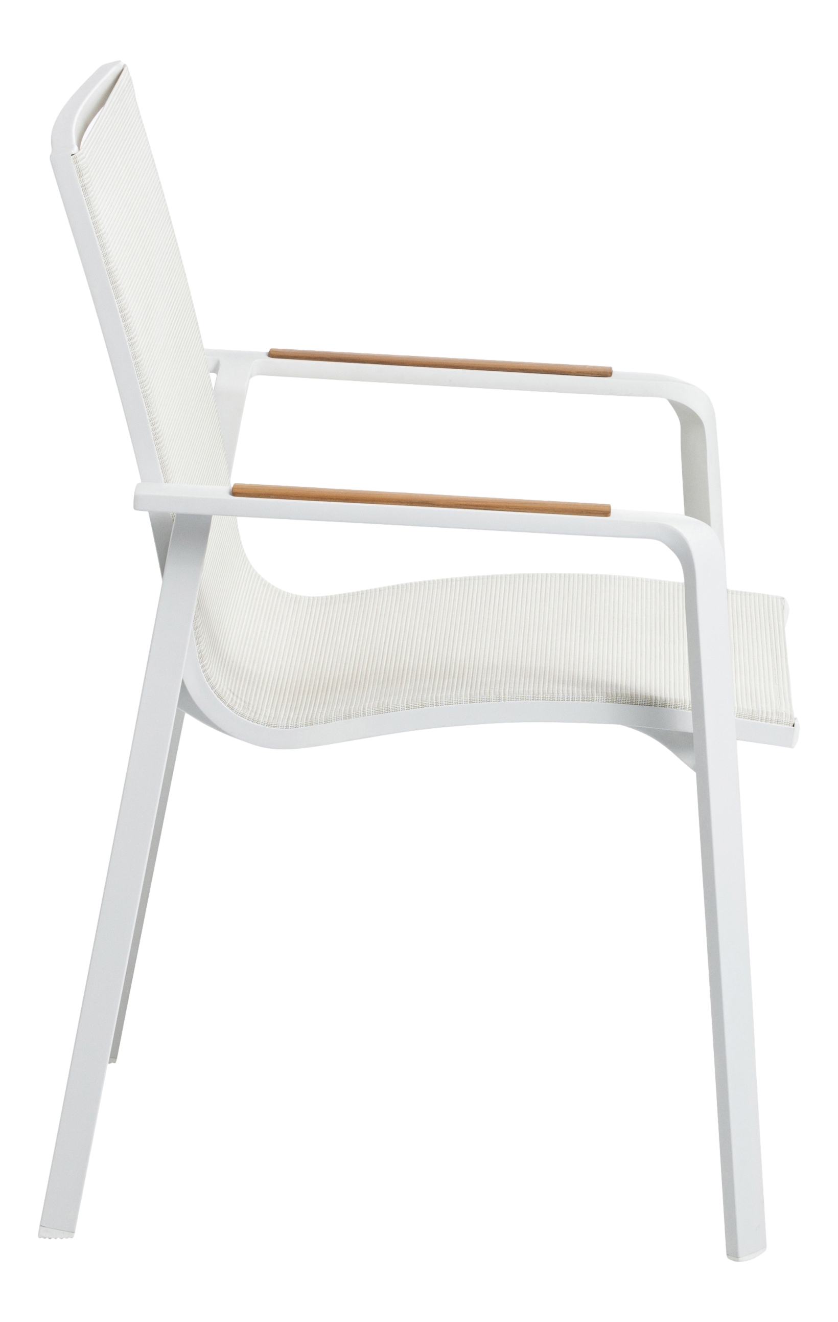 KETTLER DIAMOND Stapelsessel Textilene Teak weiß matt/ beige
