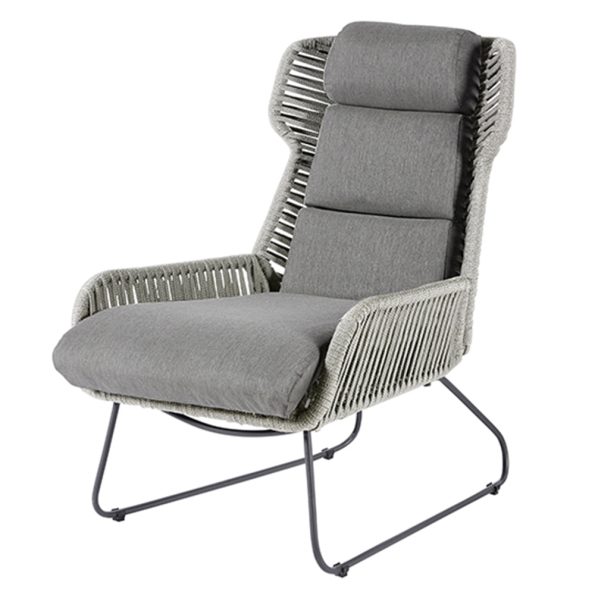 Diamond Garden Naxos Relax Sessel Light Grey/Rope-Hellgrau/Edelstahl Dunkelgrau