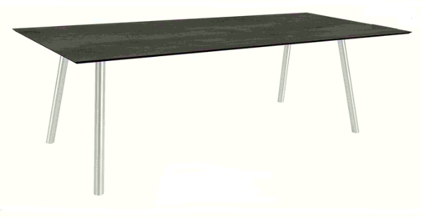 Stern Tisch 180x100 cm Rundrohr Aluminium weiß Tischplatte Silverstar 2.0 Zement