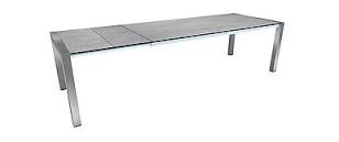 Stern AUSZIEHTISCH 214/294X100 CM EDELSTAHL MIT TISCHPLATTE SILVERSTAR ZEMENT HELL