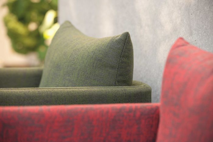 Stern Sessel Marta Aluminium Bezug und Kissen Outdoor-Stoff dunkelgrün/schiefergrau meliert