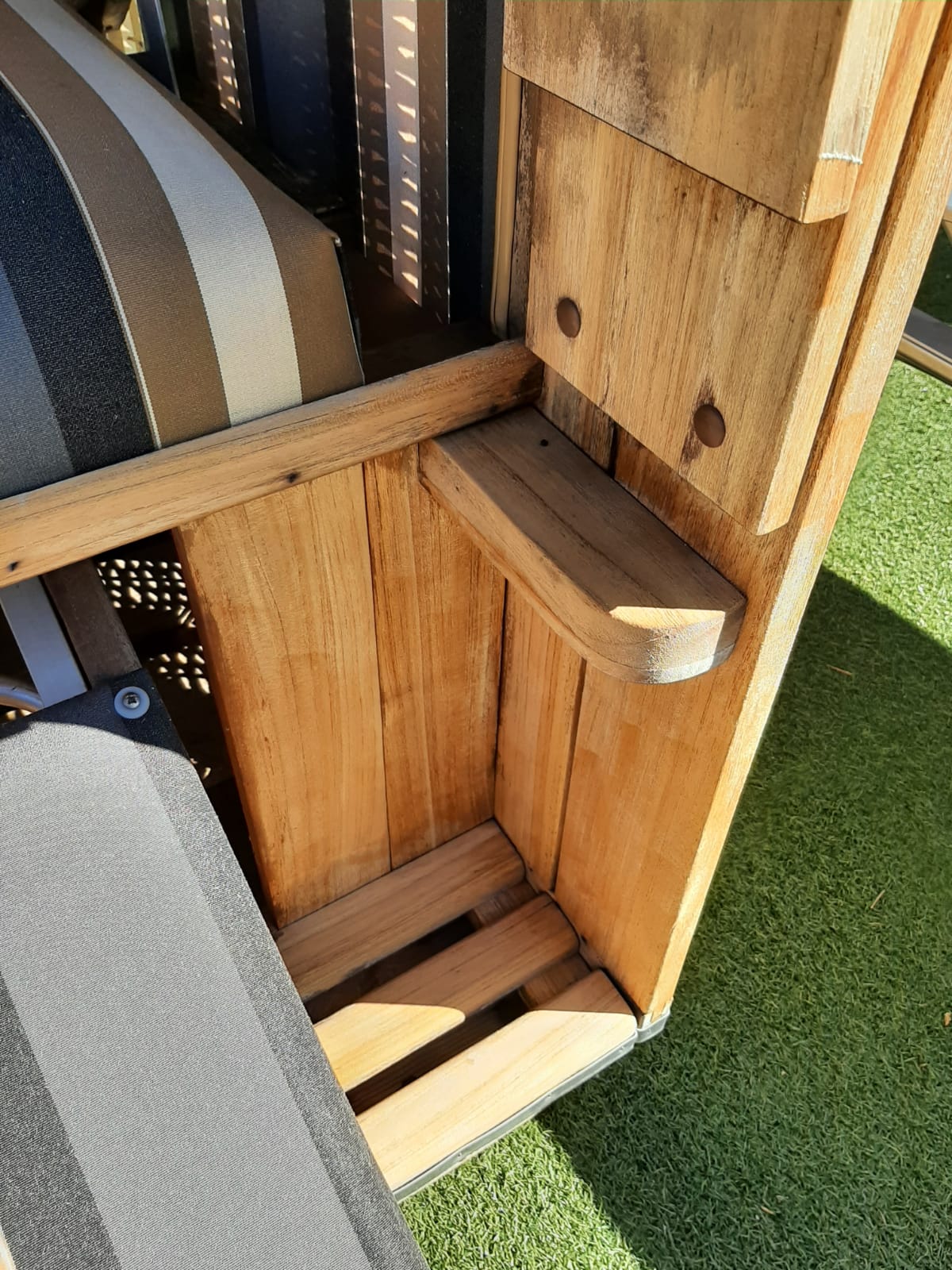 Gartenstrandkorb "Classic Teak" 2-Sitzer, Halblieger Kunststoffgeflecht in Hyazinthoptik
