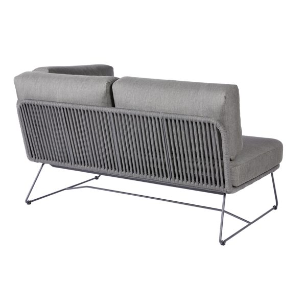 Diamond Garden Milos Modulgruppe lange Ecke rechts/Dark Grey/Rope-Dunkelgrau/Edelstahl