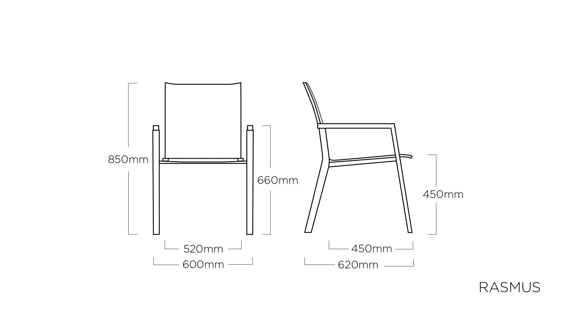 KETTLER RASMUS Stapelsessel mit Armlehne Teak Alu anthrazit/ Textilene charcoa