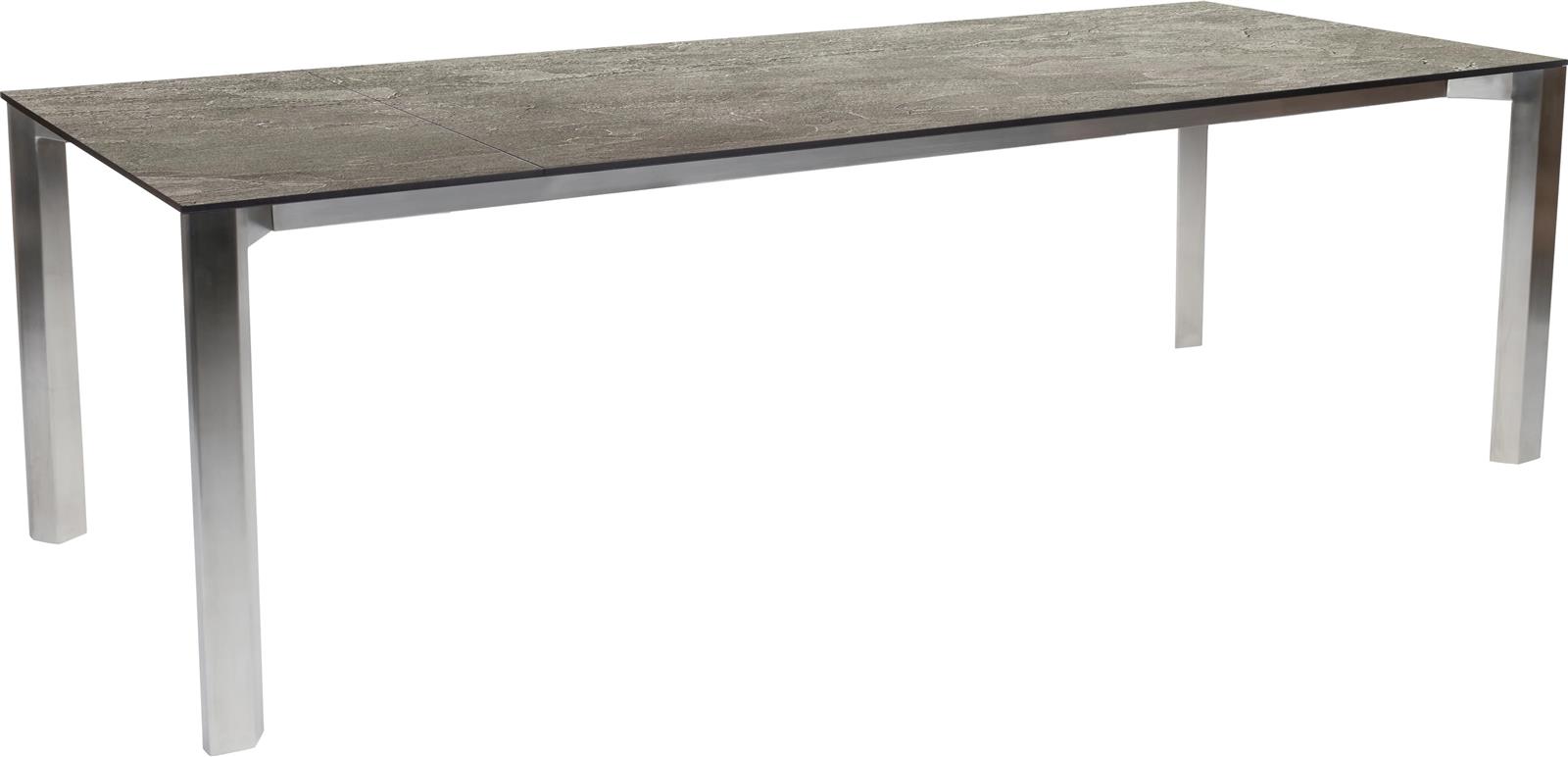 Stern Ausziehtisch Penta 200(250)x100 cm Edelstahl  mit Tischplatte Silverstar Slate Stone