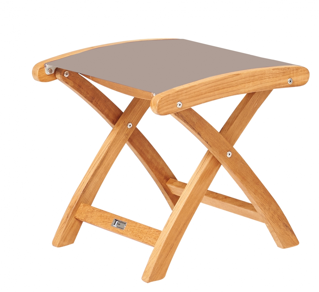 Traditional Teak Hocker Kate taupe Teakholz-Batyline