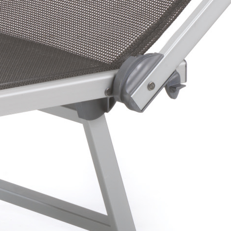 Original italienische Strandliege Rio mit Sonnendach schwarz orange