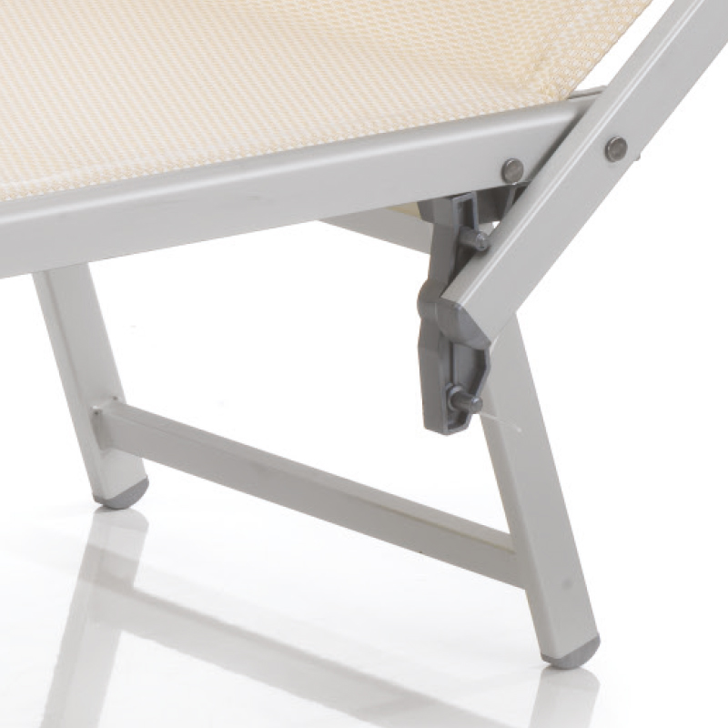 Original italienische Strandliege Jesolo mit Sonnendach weiss melange gelb