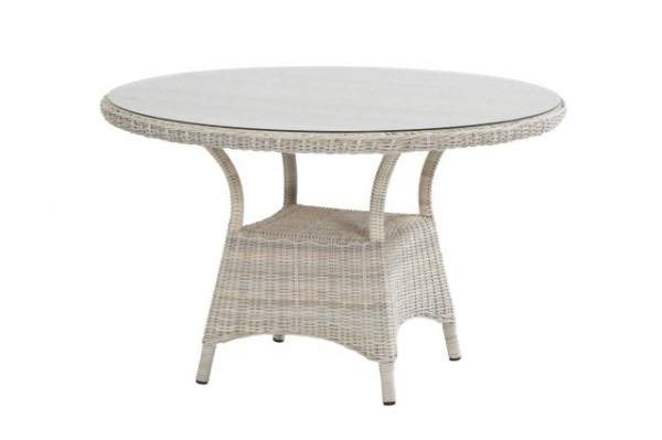 Safi dining table 120 cm ø inkl. glass + Schirmloch Elzas